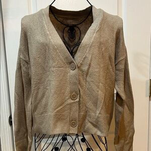 LOFT Taupe V-Neck Cardigan
